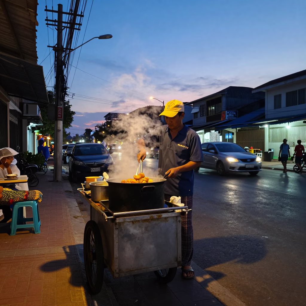 De Leche in Phnom Penh at Indigo Twilight After Sunset in in Phnom Penh, Cambodia