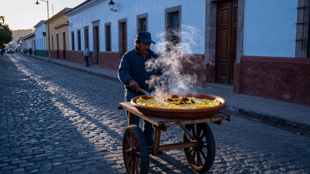 De Tortilla in La Paz at Sunrise Light in in La Paz, Bolivia