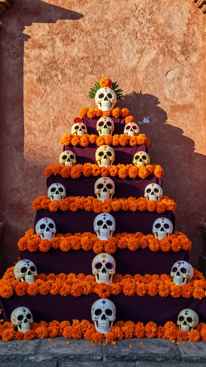 Dead Altar in Oaxaca at Clear Late-afternoon Light in in Oaxaca, Mexico