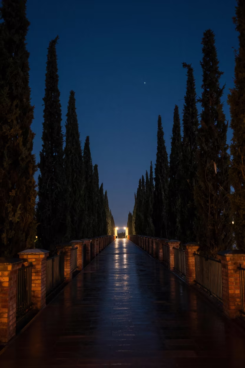 Dead Sea Viaduct Under Starlit Autumn Rain in along a bridge maintenance walkway in the Dead Sea
