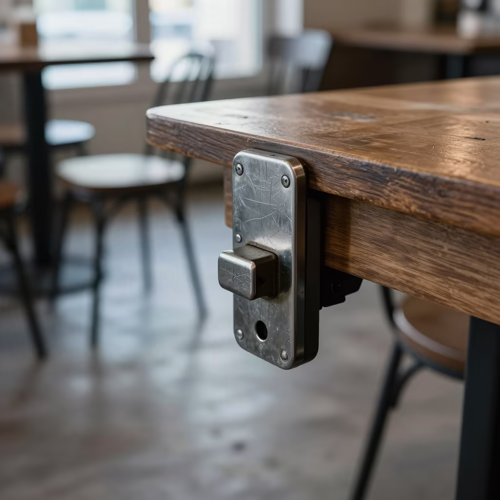 Deadbolt on Cafe Table in Sulaymaniyah Noon in on a cafe table by a window in Sulaymaniyah