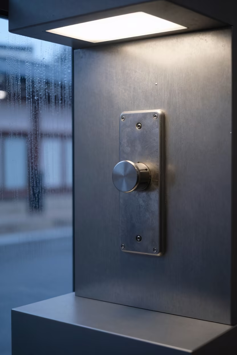 Deadbolt on Museum Plinth in Seoul Winter Dawn in on a museum plinth in Insadong, Seoul