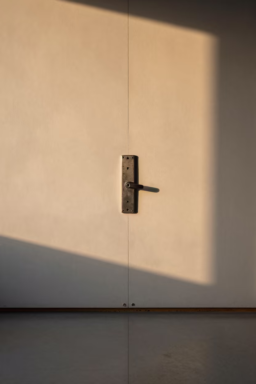 Deadbolt on Workshop Wall Panel in on a painted display ledge near Wa