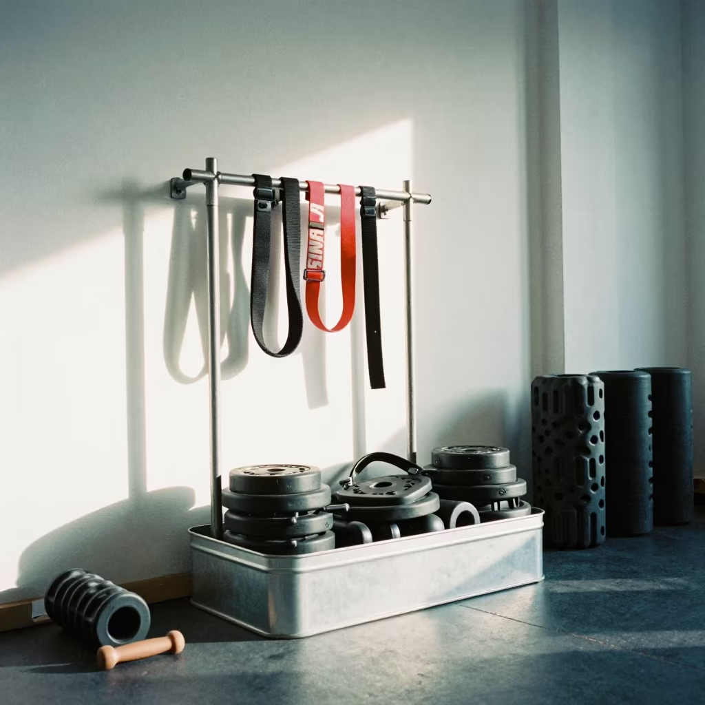 Deadlift Wheel Sleeve Tin in Djelfa Recovery Lounge in inside a recovery lounge beside foam rollers in Djelfa