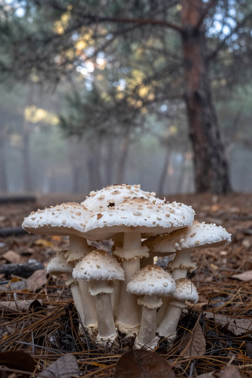 Deadly Amanita Cluster in Saudi Pine Forest in in Saudi Arabia
