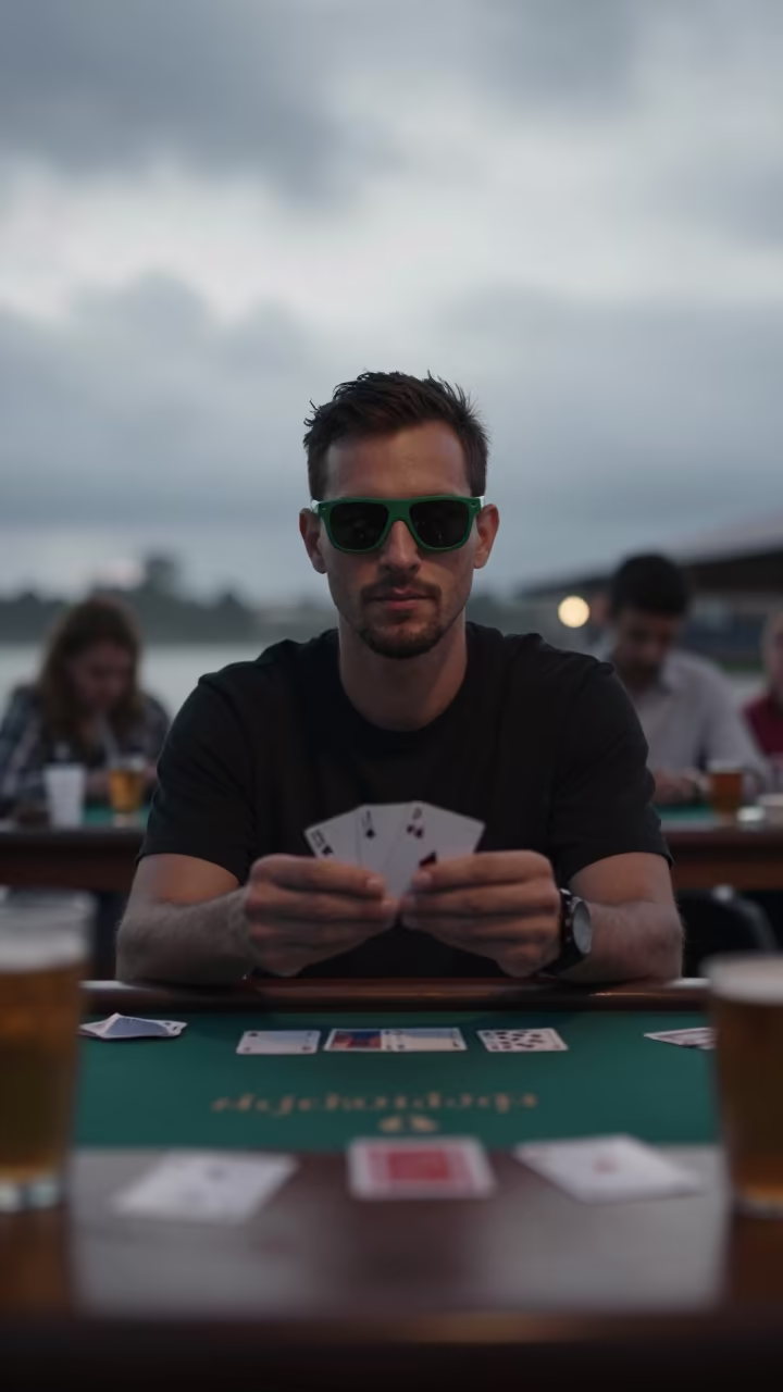 Dealer's Green Eyeshade in Port Moresby Morning in in Port Moresby