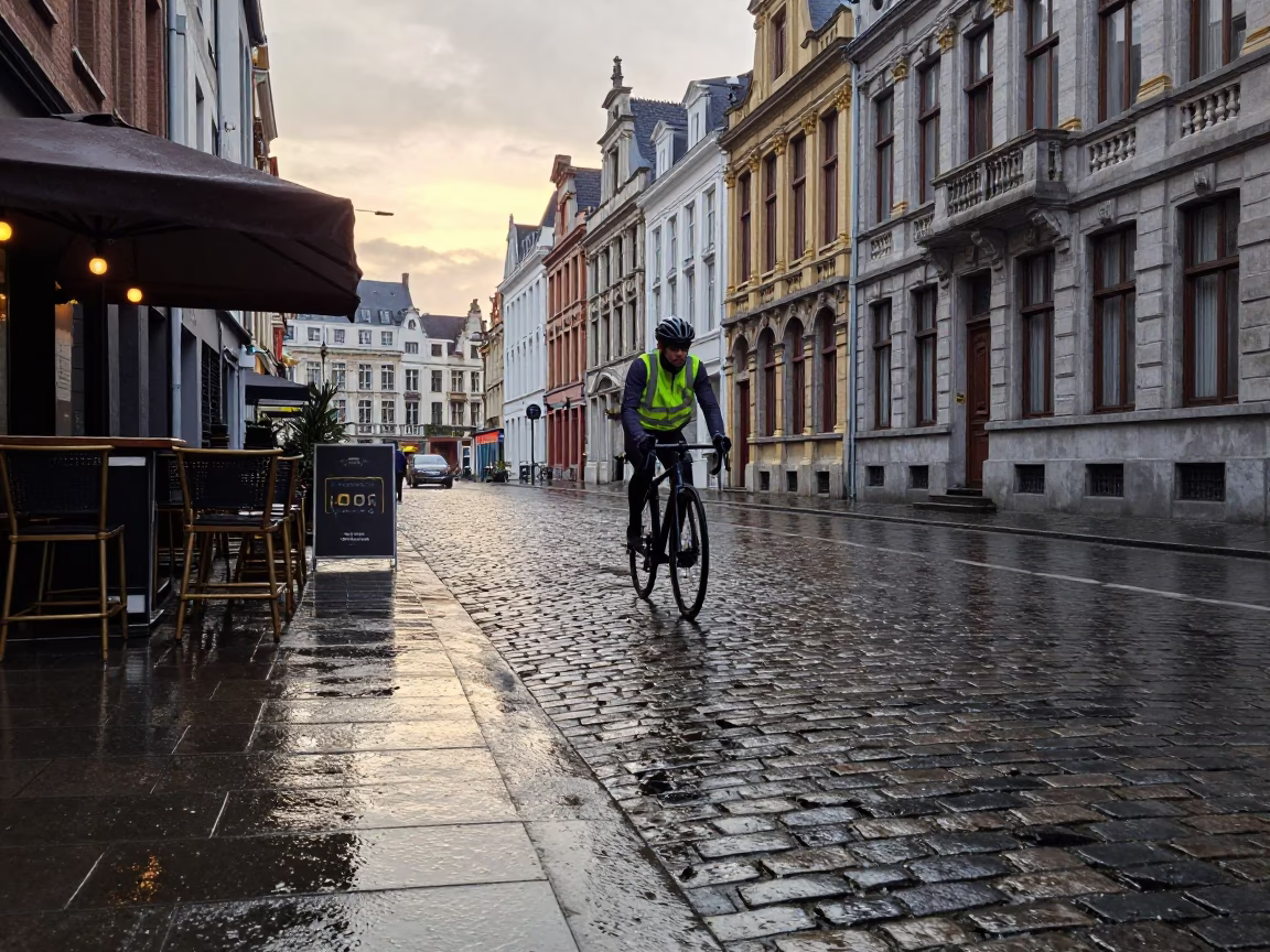 Debris in Brussels at First Light in in Brussels, Belgium