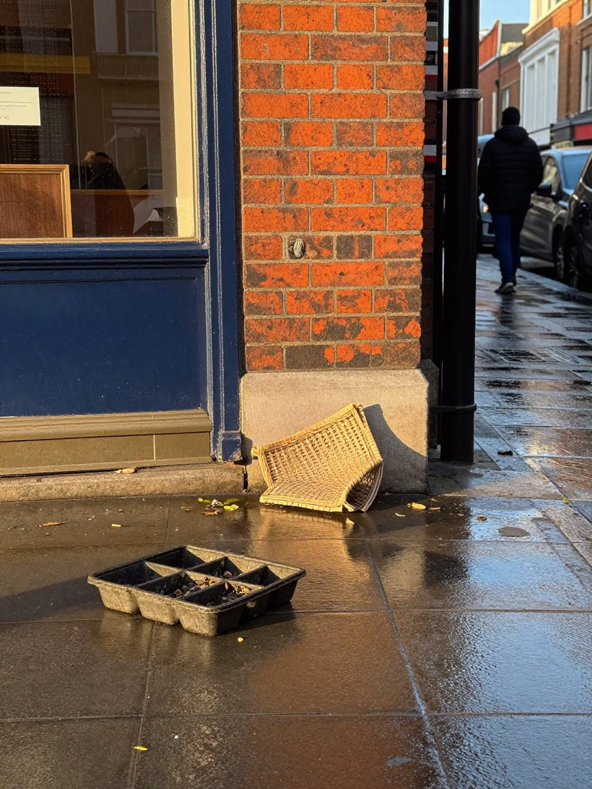 Debris just after sunrise in London in in London, United Kingdom