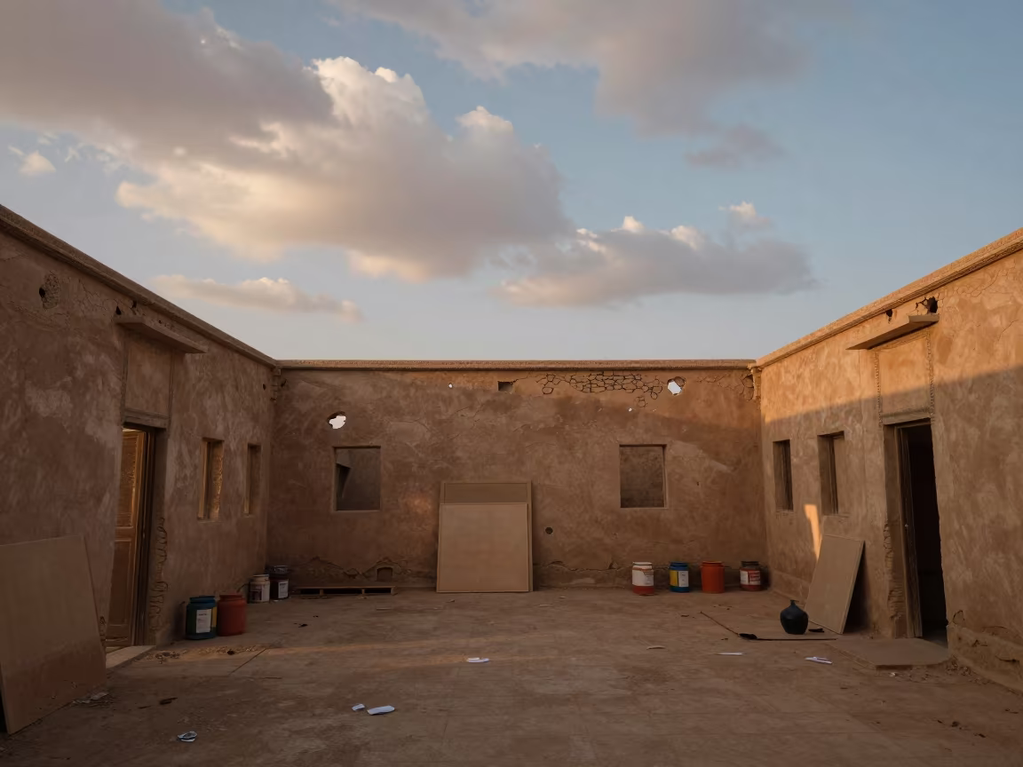 Decaying Artist Studio Nile Delta Evening Ruin in in the Nile Delta