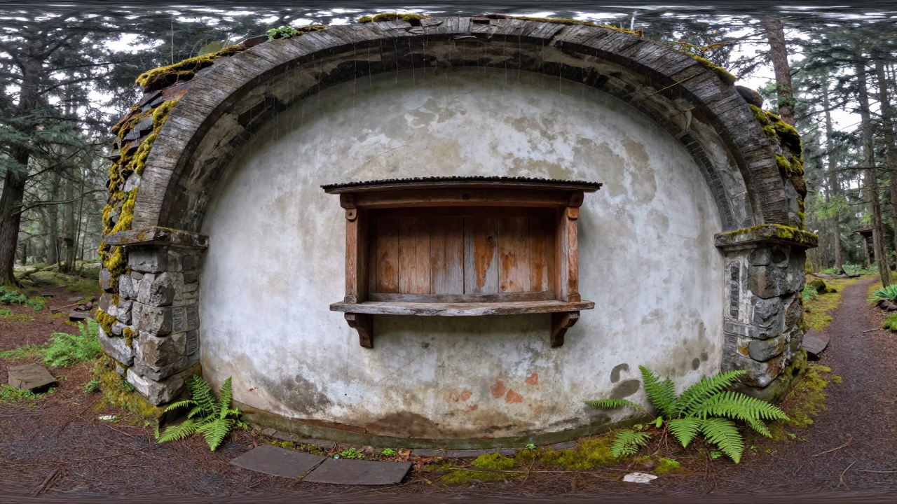 Decaying Icon Shelf Under Broken Stone Arch Oregon in beneath a broken stone arch in Oregon