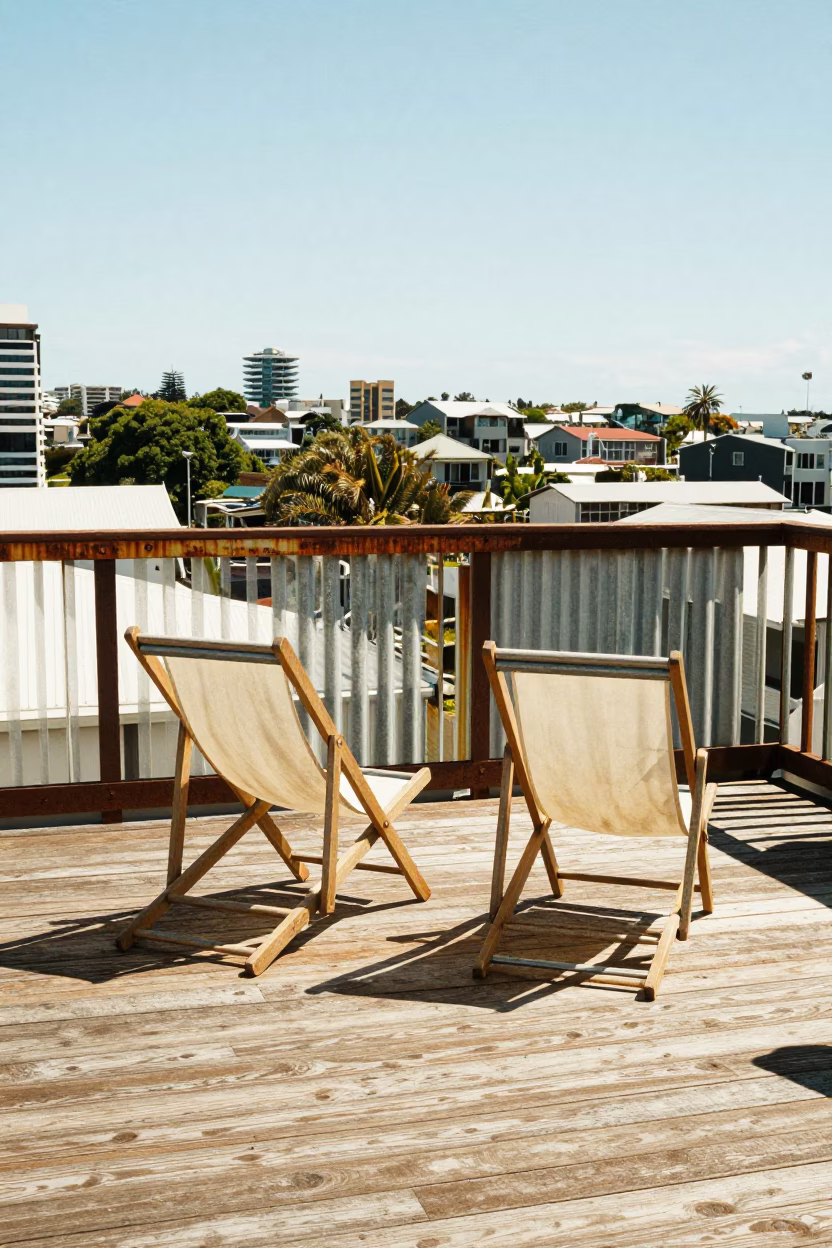 Deck Chairs at Afternoon Light in Auckland in in Auckland, New Zealand