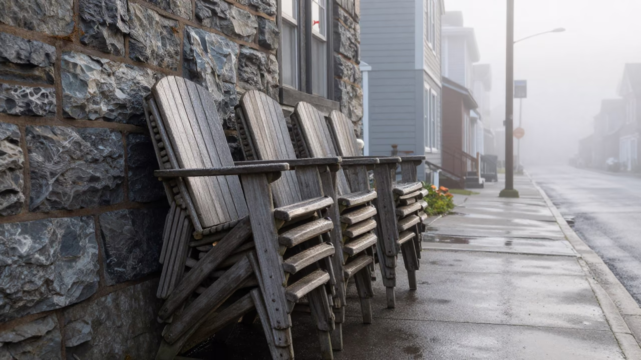 Deck Chairs in Halifax at Dawn Light in in Halifax, Nova Scotia, Canada