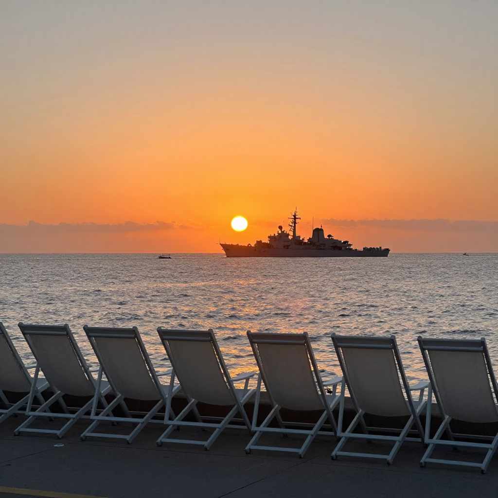Deck Chairs in San Diego at Sunset Light in in San Diego, California, United States