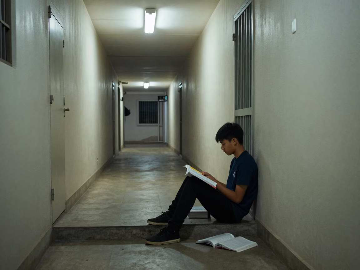 Deep In The Night Light on Corridor Scene in Singapore in in Singapore, Singapore