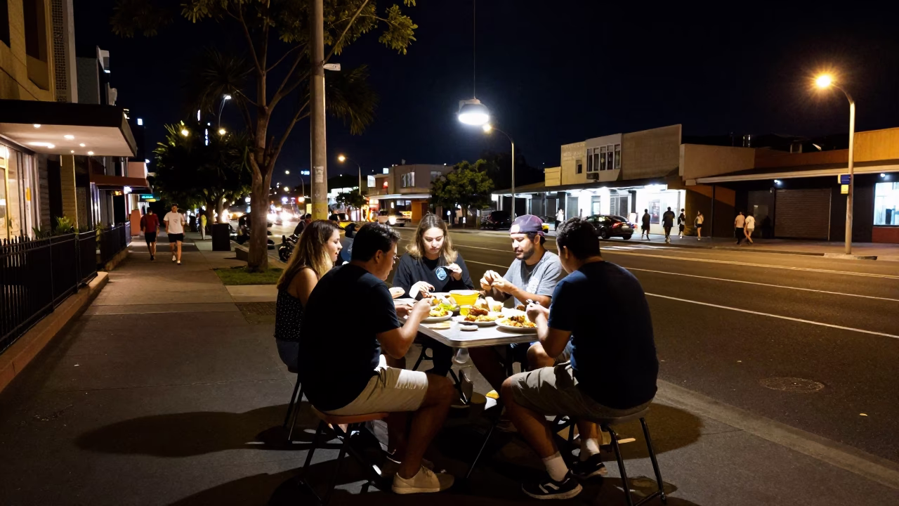 Deep In The Night Light on Food Scene in Sydney in in Sydney, New South Wales, Australia