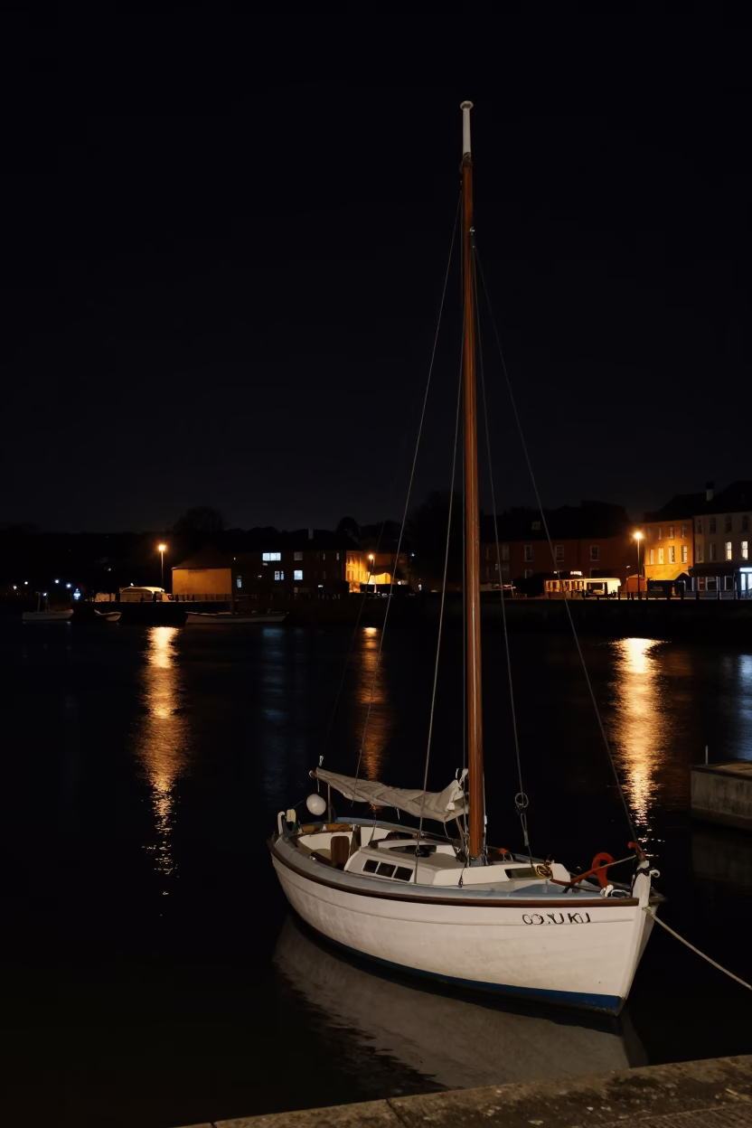 Deep In The Night Light on Harbor Waterfront in Bristol in in Bristol, United Kingdom
