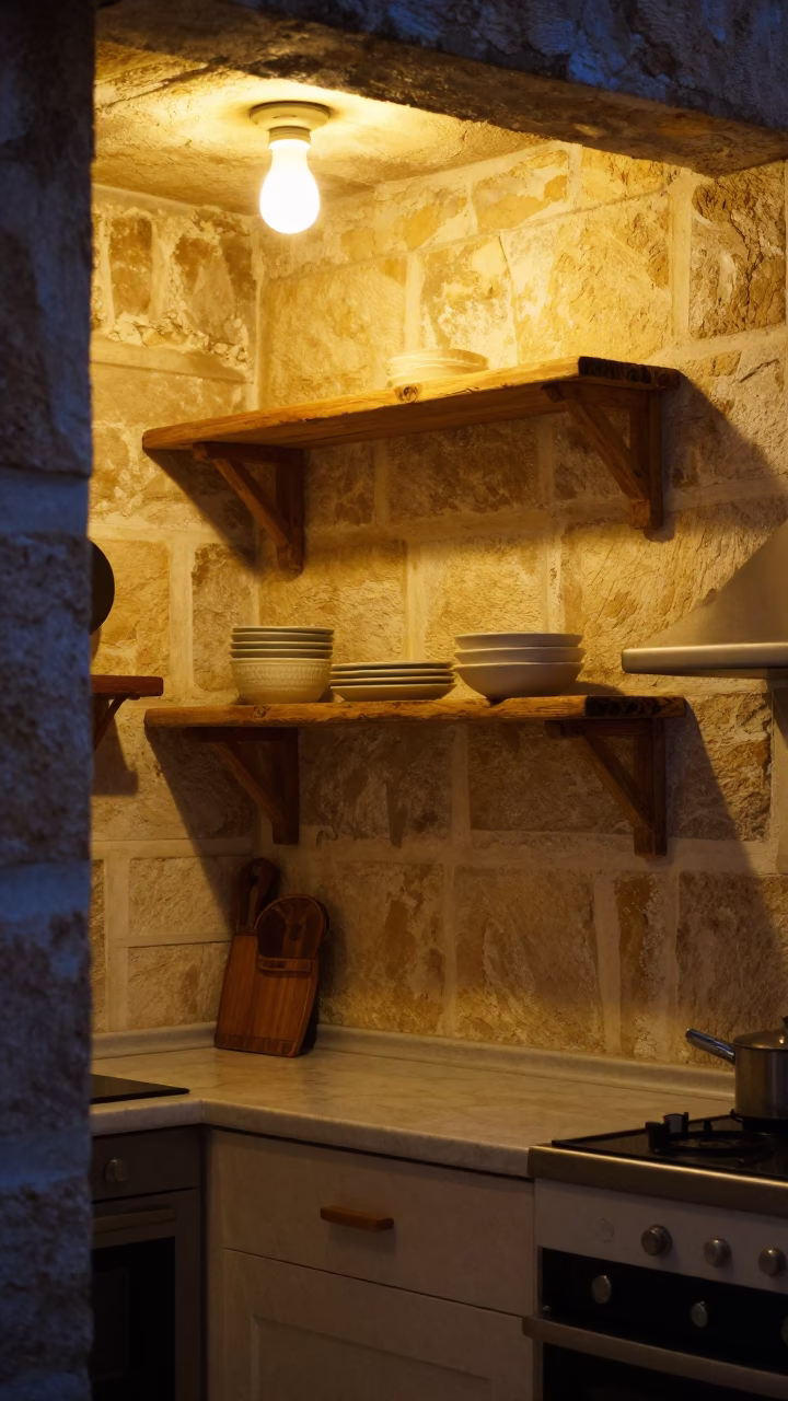 Deep In The Night Light on Kitchen Interior in Dubrovnik in in Dubrovnik, Croatia