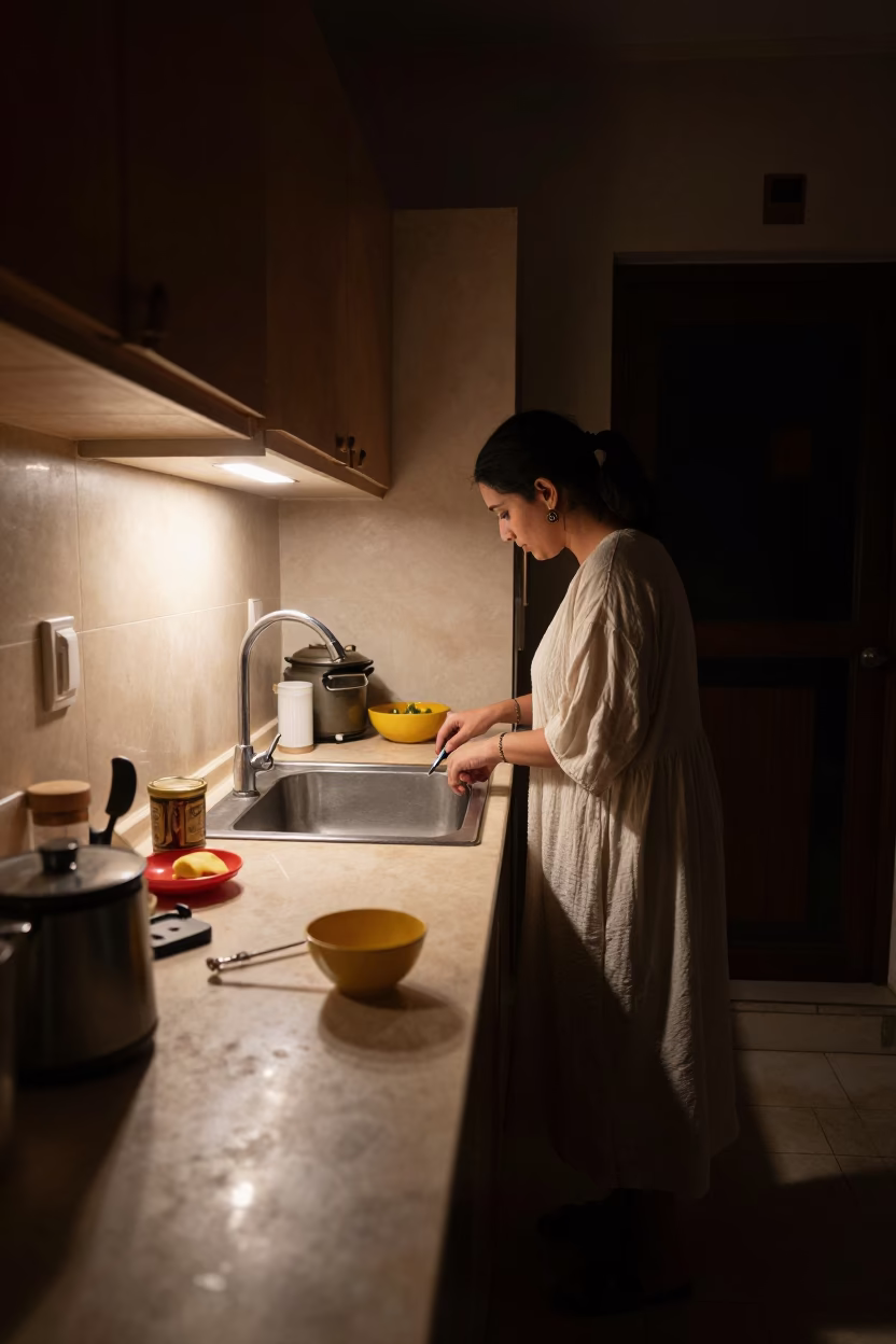 Deep In The Night Light on Kitchen Scene in Luxor in in Luxor, Egypt
