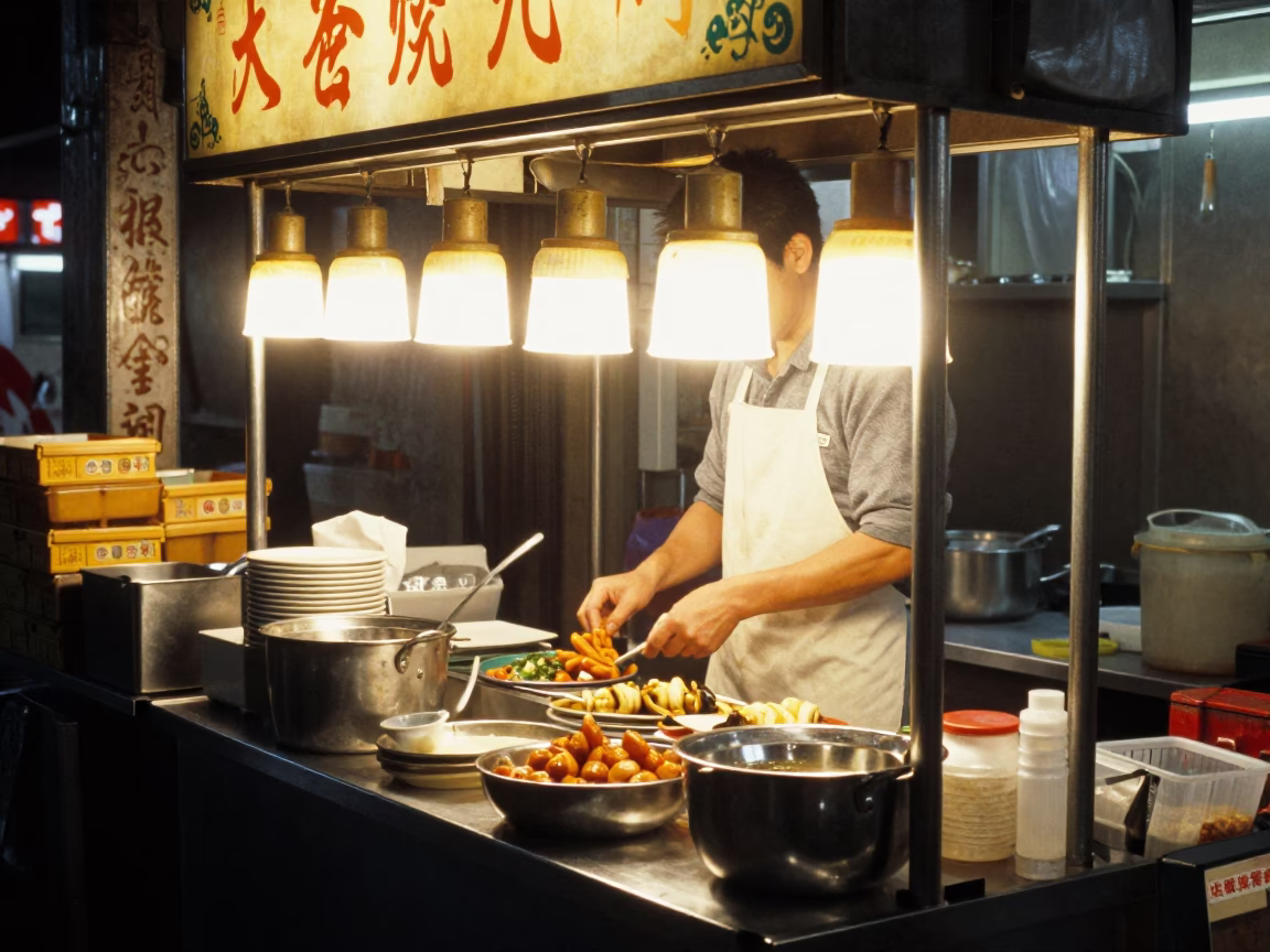 Deep In The Night Light on Preparing Food in Taipei in in Taipei, Taiwan