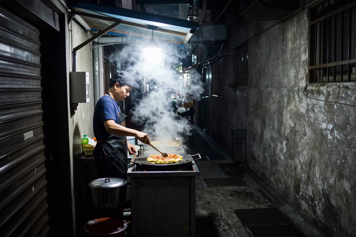 Deep In The Night Light on Stall Alley in Hong Kong in in Hong Kong, Hong Kong