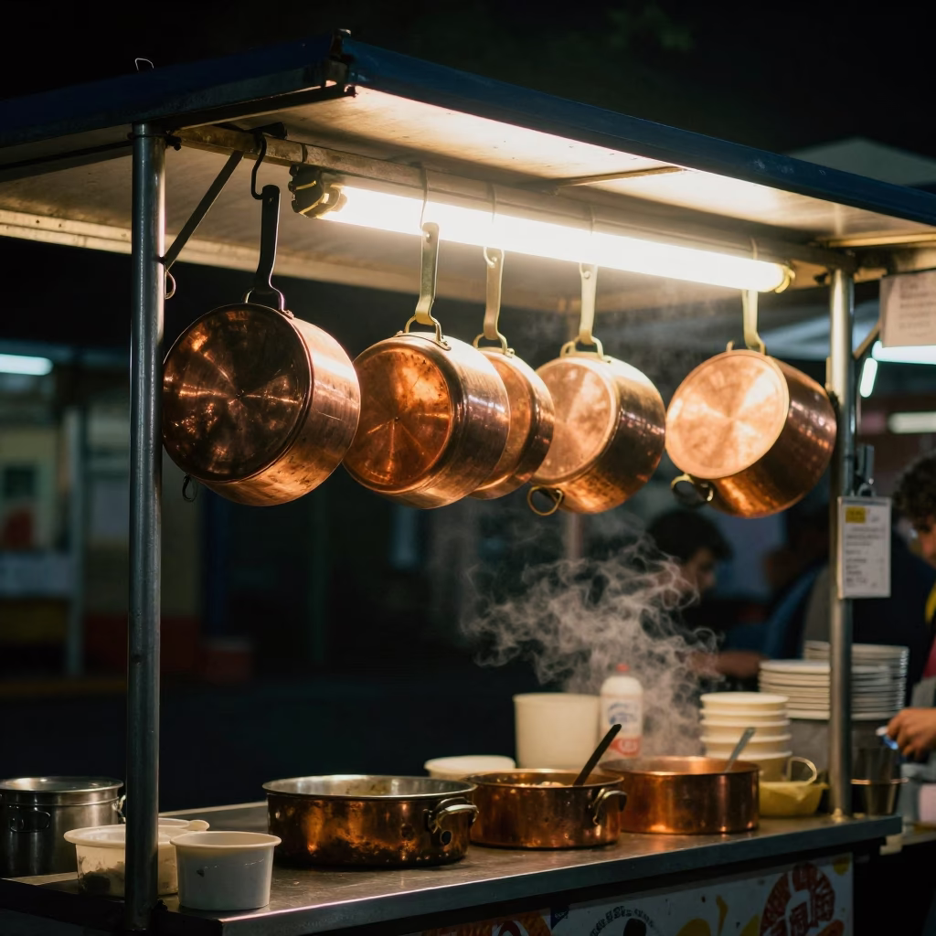 Deep In The Night Light on Stall Illuminated in Adelaide in in Adelaide, South Australia, Australia