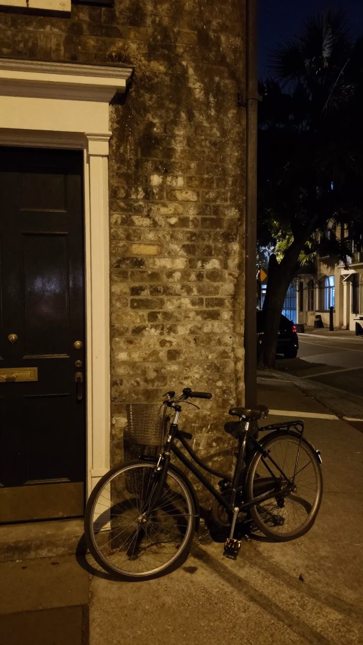 Deep In The Night Light on Street Corner in Charleston in in Charleston, South Carolina, United States