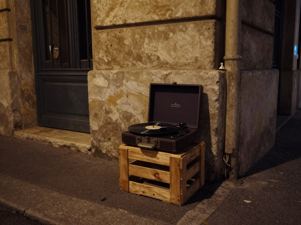 Deep In The Night Light on Street Corner in Marseille in in Marseille, France