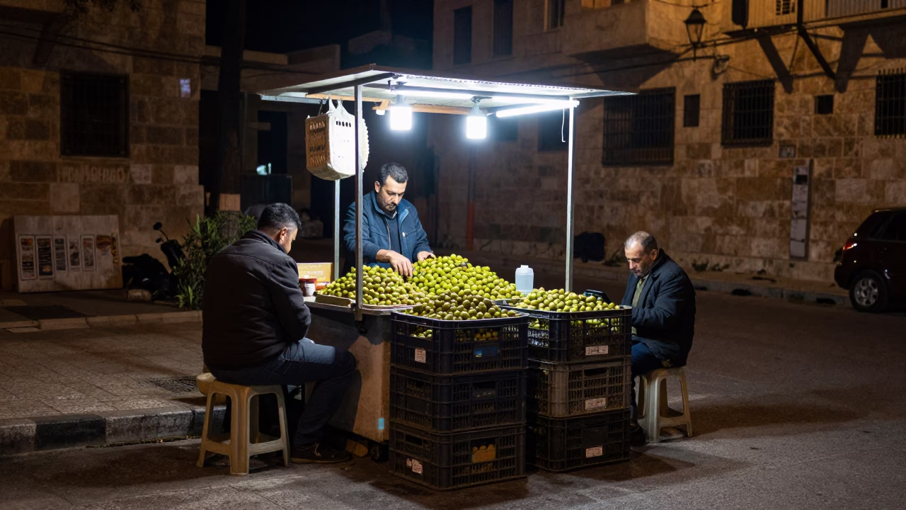 Deep In The Night Light on Street Scene in Amman in in Amman, Jordan