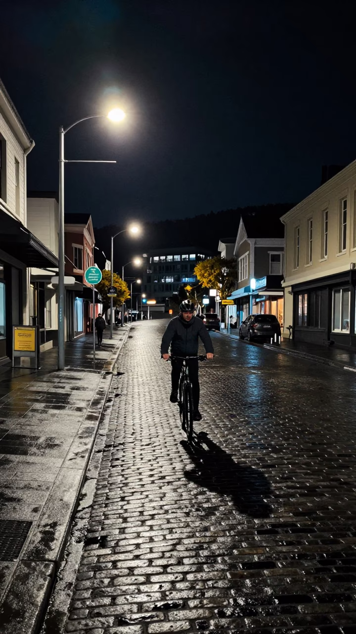 Deep In The Night Light on Street Scene in Wellington in in Wellington, New Zealand
