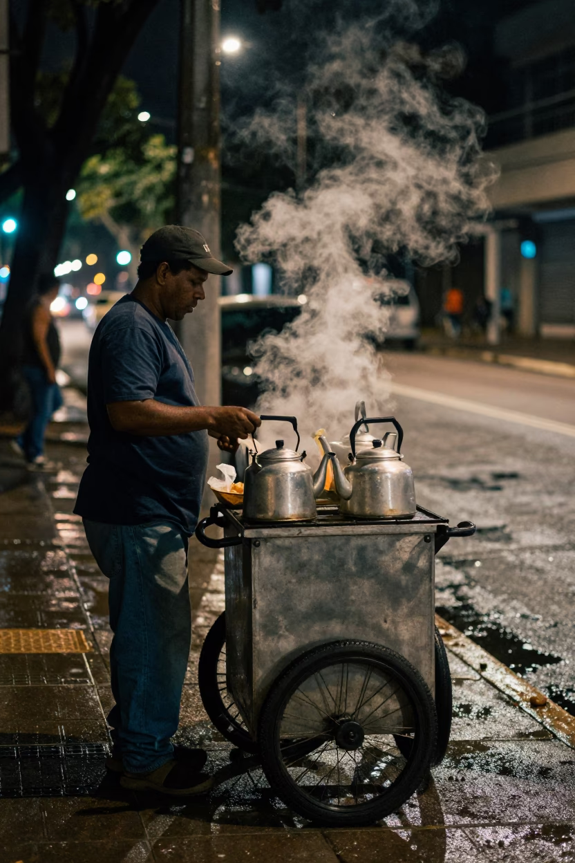 Deep In The Night Light on Tea Kettles in São Paulo in in São Paulo, Brazil