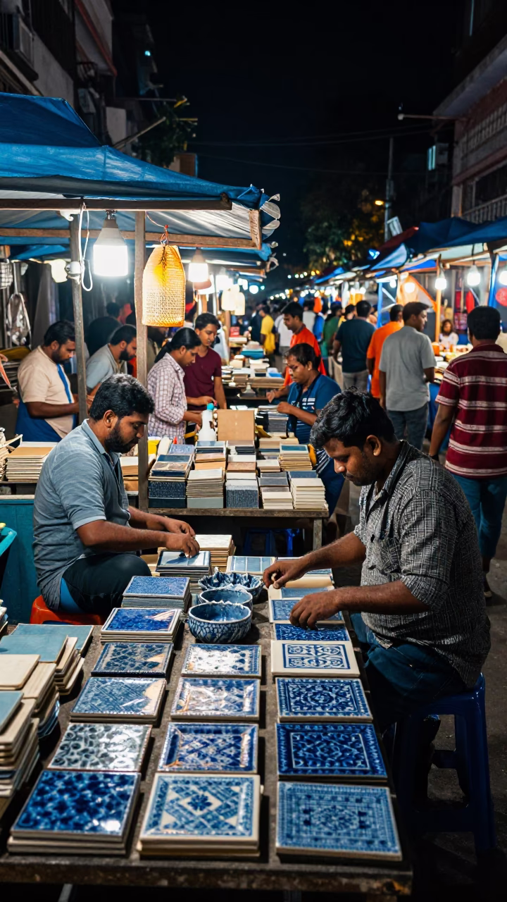 Deep In The Night Light on Vendor Stalls in Kolkata in in Kolkata, India