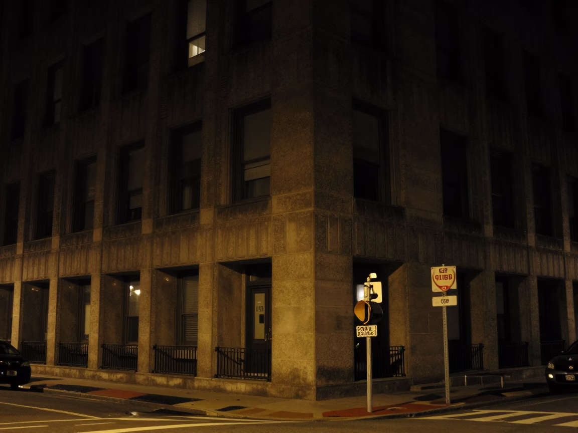 Deep Night Boston Massachusetts Street Scene with Wool Scarves and Brutalist Architecture in in Boston, Massachusetts, United States