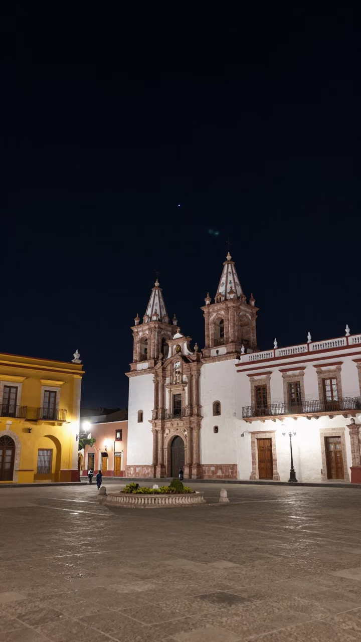 Deep Night Sky Over Merida Mexico Colonial Plaza and Street Scene 1990s in in Merida, Mexico