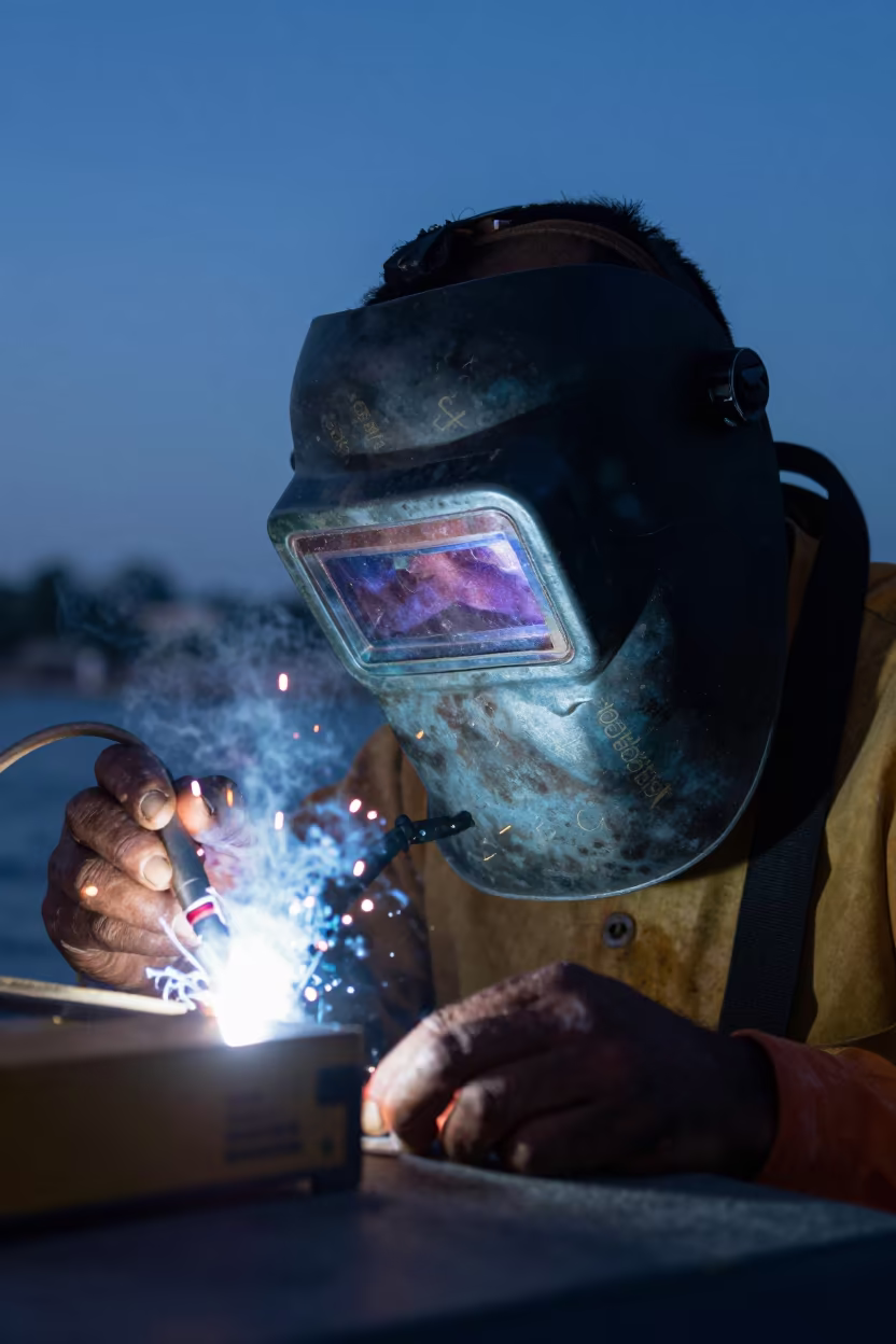 Deep Sea Welder Face Portrait Cartagena Midnight in in Cartagena