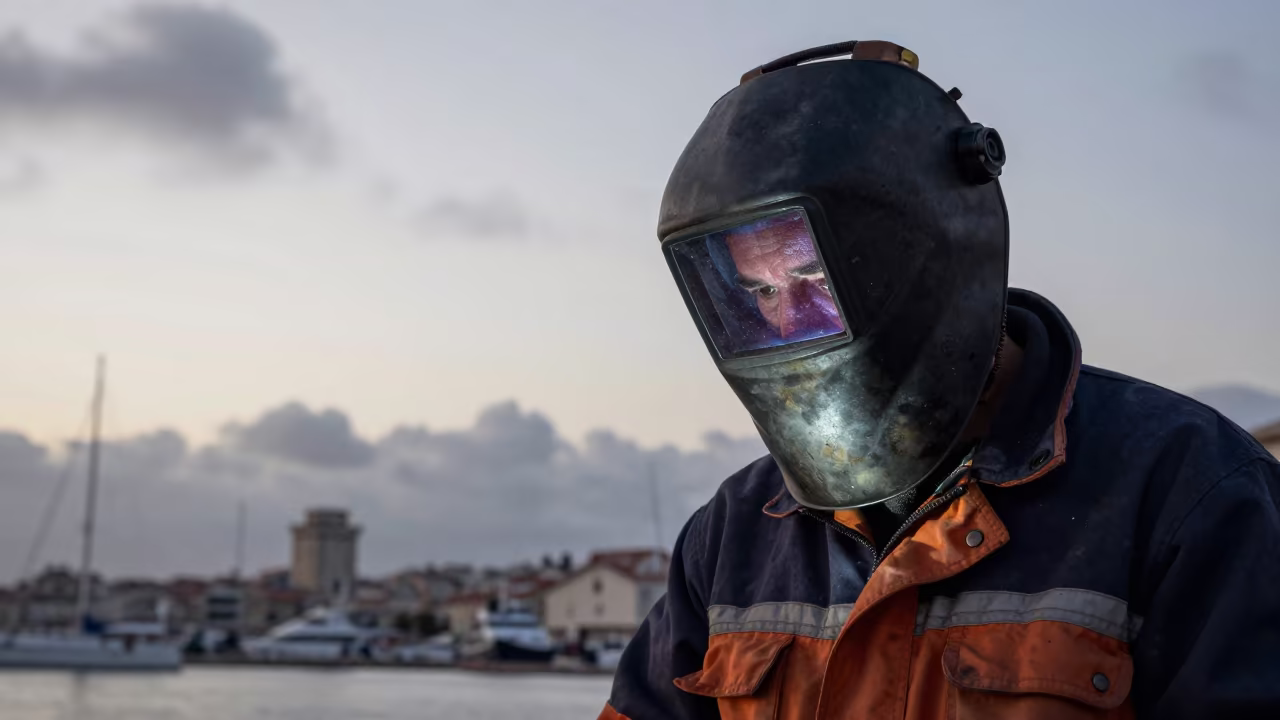 Deep Sea Welder Portrait Marseille Dawn in in Marseille