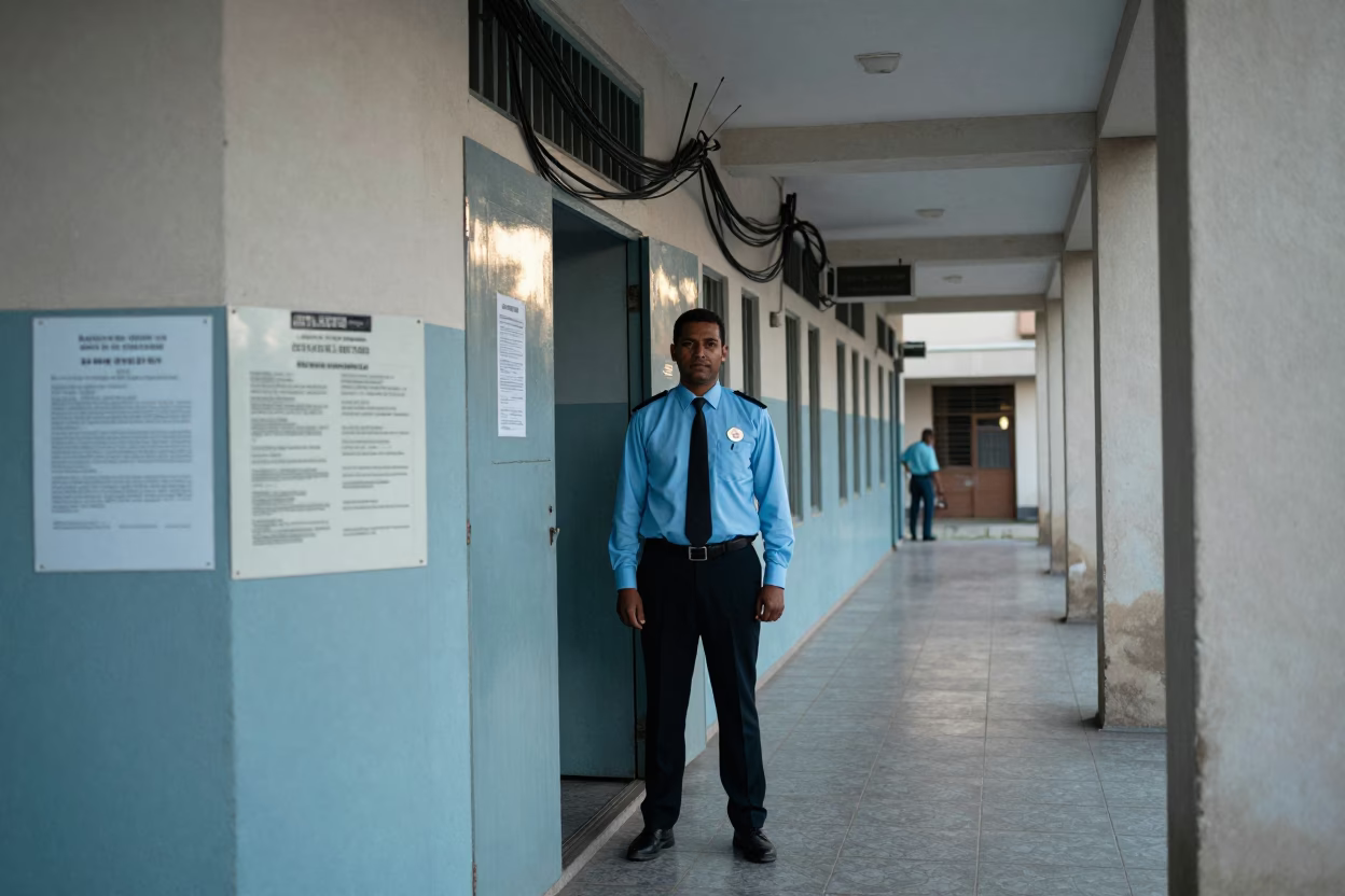 Defender in Maradi Courridor Copy Room Light in in a courthouse corridor in Maradi