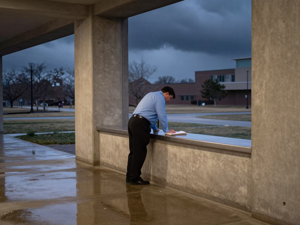 Defender Reviewing Files in Courthouse Hallway in inside a campaign office near Monrovia
