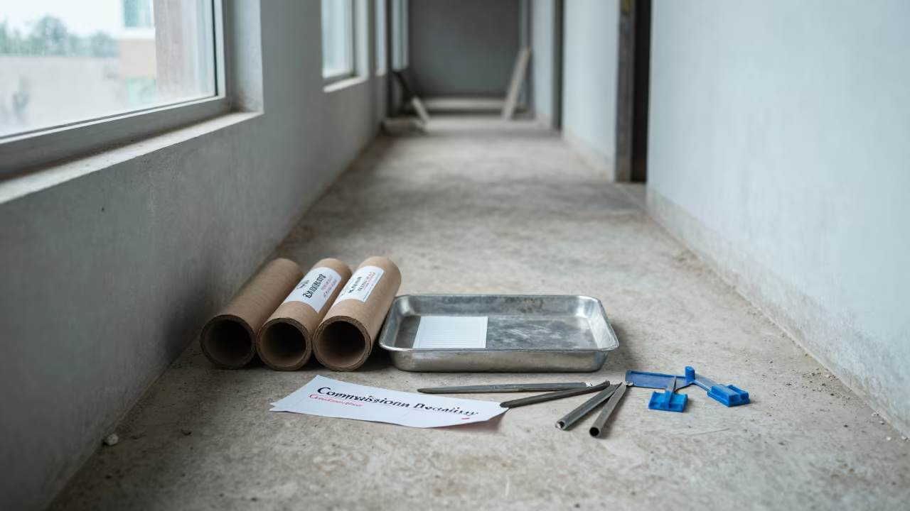 Deficiency Tag Tray in Niger Construction Corridor in inside an unfinished corridor in Niger