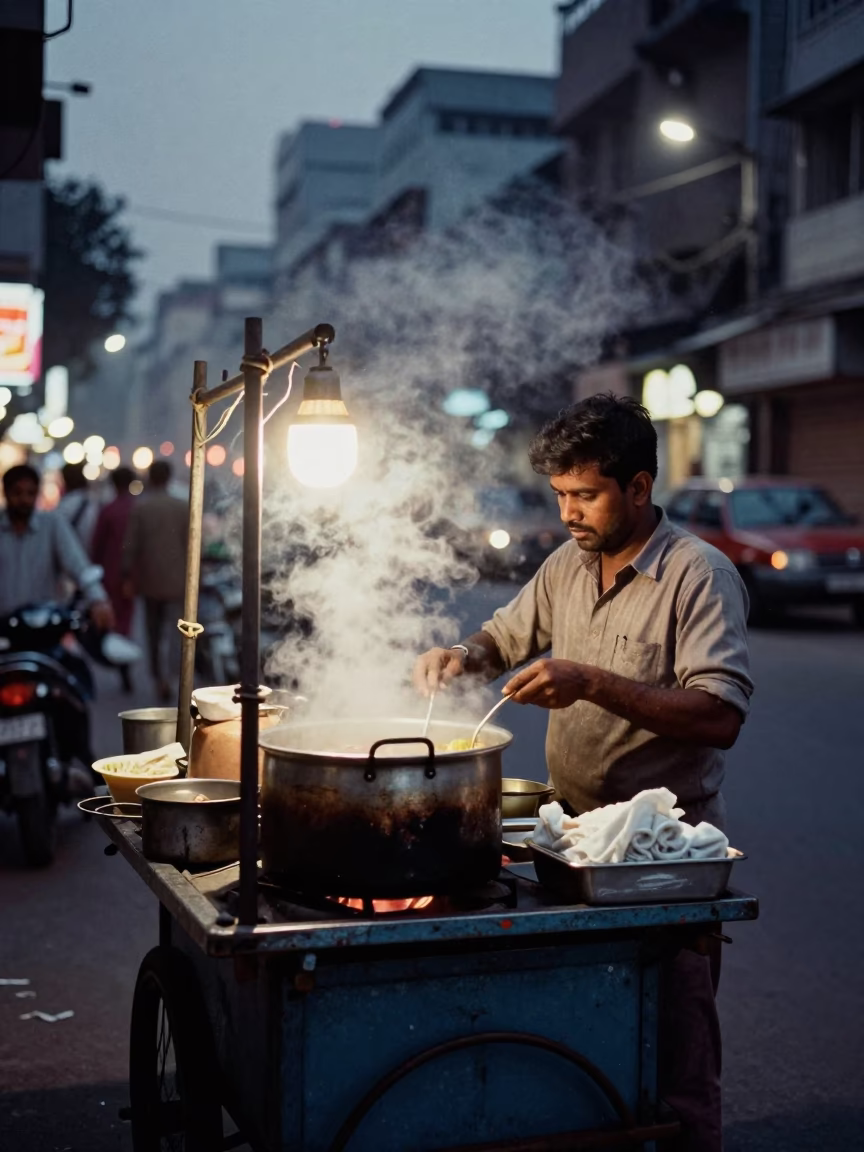 Delhi Evening Scene at As City Lights Begin To Glow in in Delhi, India
