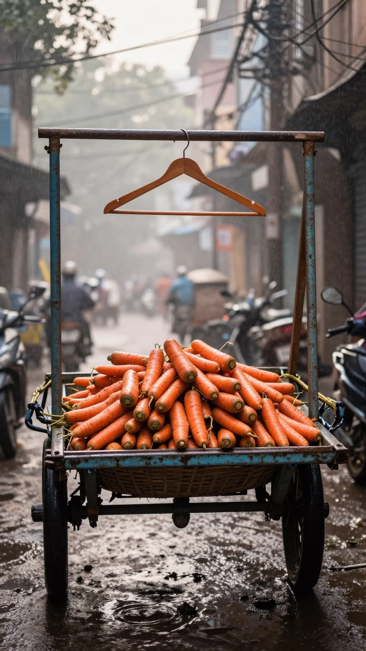 Delhi Mending Basket at First Light in in Delhi, India
