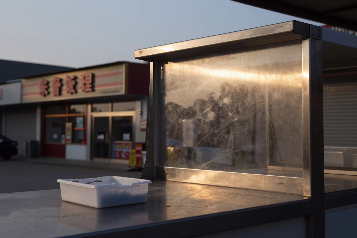 Deli Sneeze Guard Polish Caddy Near Changsha in outside a lit retail frontage after dark near Changsha