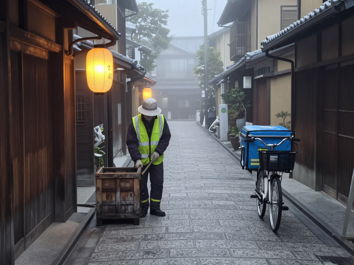 Delivery Cyclist in Kyoto in in Kyoto, Japan