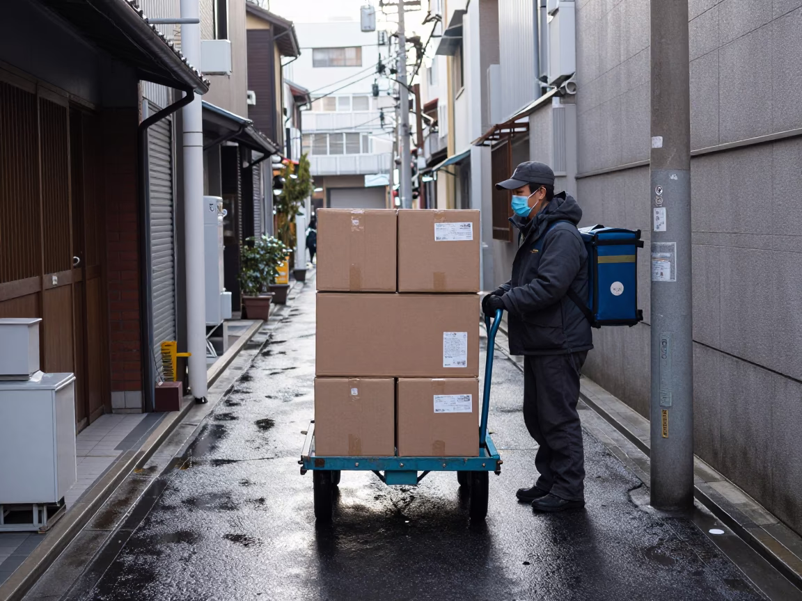 Delivery Worker in Tokyo in in Tokyo, Japan