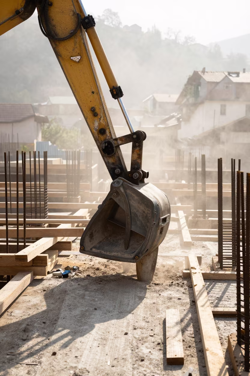 Demolition Chute Mouth Basque Construction Site in on an active construction deck in the Basque Country