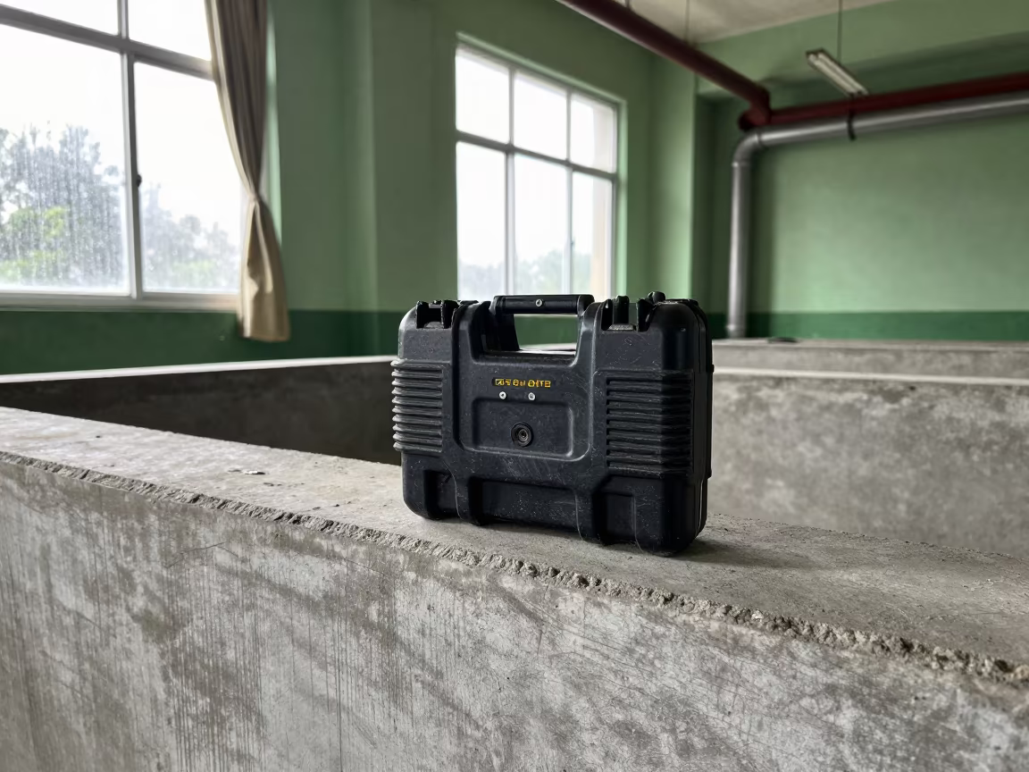 Demolition Hammer Bit Case in Ethiopian Mechanical Room in in a mechanical room under buildout in Ethiopia