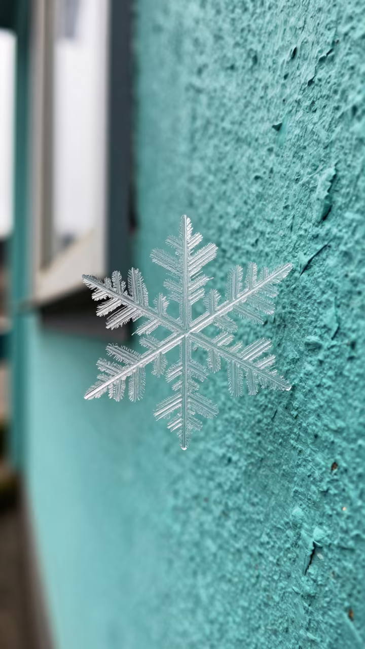 Dendritic Snowflake on Turquoise Paint in against weathered turquoise paint in Amarah