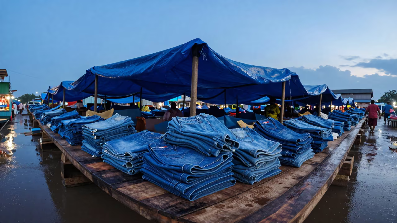 Denim on Market Slab in Tiruchirappalli Evening in at a market stall in Tiruchirappalli