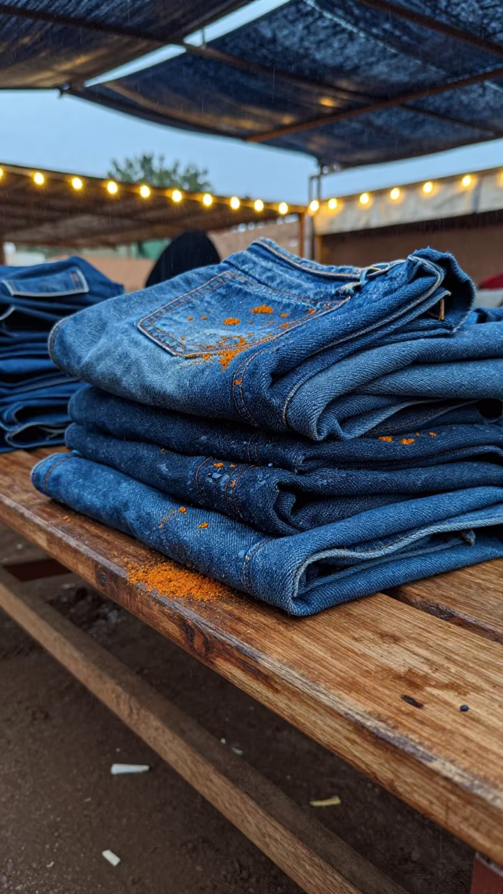 Denim on Flower Auction Bench in at a flower auction bench in Niamey