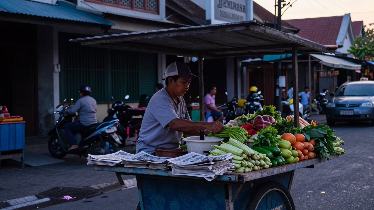Denpasar Before Sunrise at Sunrise Light in in Denpasar, Indonesia