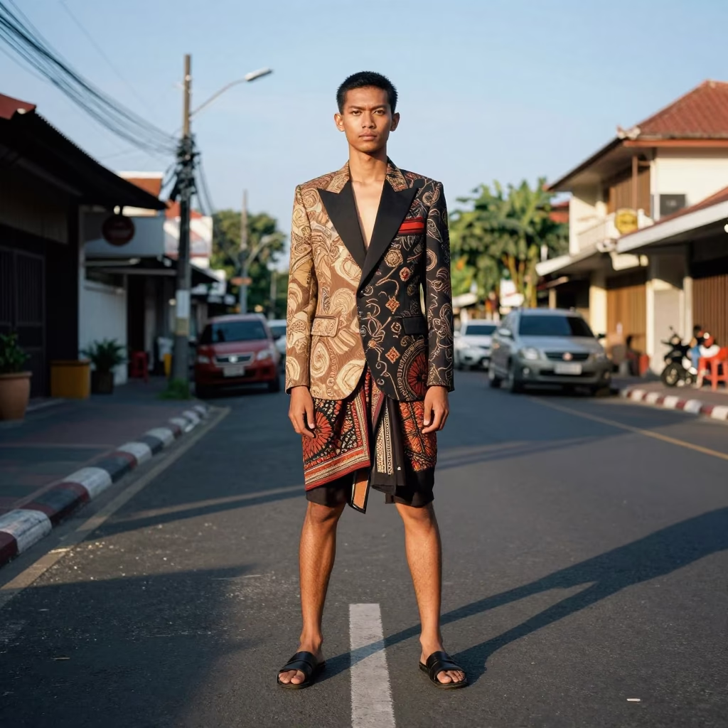 Denpasar Model at Clear Late-afternoon Light in in Denpasar, Indonesia
